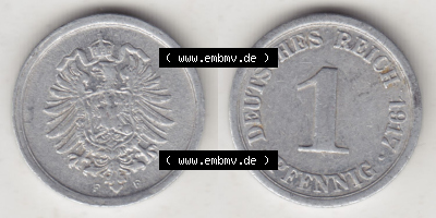 Münzen Deutschland 1918-1932 Weimarer Republik 1916-1918, 1 Pfennig F, 1917 IV (3) Sammlung