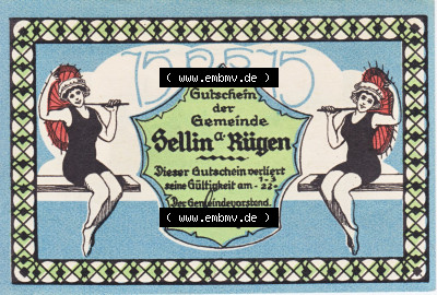 Notgeldscheine aus Sellin 1922, 75 Pfennig Sellin du Karl up de (1) Sammlung