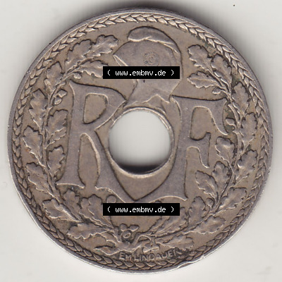 Münzen Frankreich Eurovorläufer, Umlaufmünze vor Euroeinführung 1917-1938, 10 Centimes - Cmes 1936. Vorderseite einer Münze... Sammlung