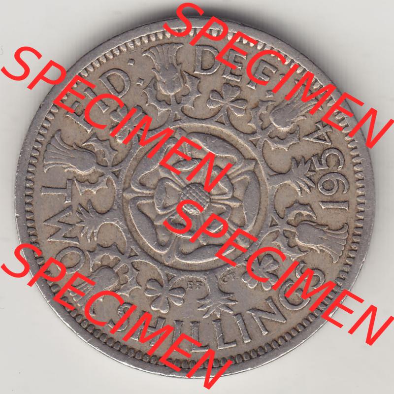 Münzen Großbritannien Eurovorläufer, Umlaufmünze vor Euroeinführung 1954-1970, 2 Schilling - Shillings 1954-1. Rückseite einer Münze aus Großbritannien... Sammlung