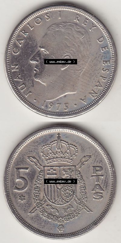 Münzen Spanien / España Eurovorläufer, Umlaufmünze vor Euroeinführung 1975-1980, 5 Peseten PTAS 1978, REY - König Juan Carlos... Sammlung
