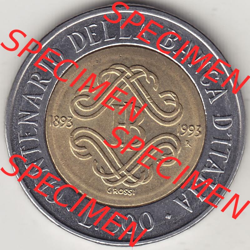 Münzen Italien / Italia Eurovorläufer, Gedenkmünze vor Euroeinführung 1993-1993, 500 Lire, 100 Jahre Bank von Italien (1893-1993), CENTENARIO DELLA... Sammlung