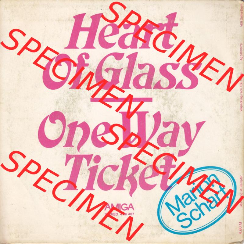 Amiga Schallplatten: Amiga 1979, Marion Scharf - Heart Of Glass und One Way Ticket. Vorderseite der Schallplatte aus privater Sammlung, verwalte deine Schallplatten-Sammlung durch... Sammlung