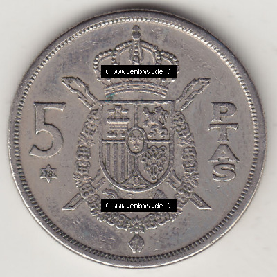 Münzen Spanien / España Eurovorläufer, Umlaufmünze vor Euroeinführung 1975-1980, 5 Peseten PTAS 1978 (Stück 2), REY - König... Sammlung