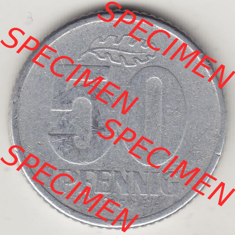 Münzen Deutschland DDR 1958-1990, A 50 Pfennig 1958-1 der DDR-Mark. Rückseite einer 50 Pfennig Münze / Umlaufmünze aus Deutschland der ehemaligen DDR in Europa als... Sammlung