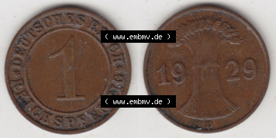 Münzen Deutschland 1918-1932 Weimarer Republik 1924-1936, 1 Reichspfennig D, 1929 (3) Sammlung