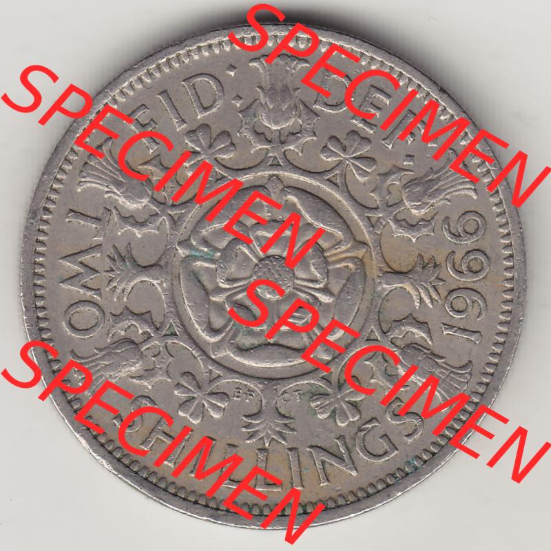 Münzen Großbritannien Eurovorläufer, Umlaufmünze vor Euroeinführung 1954-1970, 2 Schilling - Shillings 1966-5. Rückseite einer Münze aus Großbritannien... Sammlung