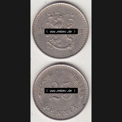 Alte Münzen Finnland, inoffizieller privater Kursmünzensatz / KMS - Zusammenstellung, mit Münze 1921-1940, 25 Penny, Penniä 1937. Rückseite und... Sammlung