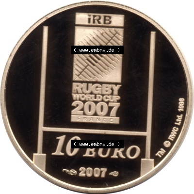 Münzen Euromünzen 2007, Goldmünze Frankreich 2007, 10 Euro Goldmünze zur 6. Rugby-Weltmeisterschaft in Frankreich (2) Sammlung