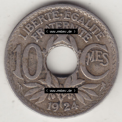 Münzen Frankreich Eurovorläufer, Umlaufmünze vor Euroeinführung 1917-1938, 10 Centimes, 10 CMES EGALITÉ FRATERNITÉ LIBERTÉ... Sammlung