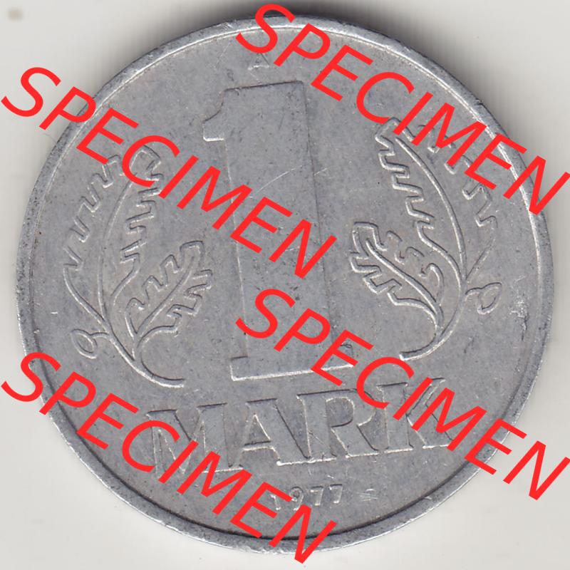 Münzen Deutschland DDR 1972-1990, A 1 Mark 1977-3. Rückseite einer 1 Mark Münze / Umlaufmünze aus Deutschland der ehemaligen DDR in Europa als Digitales Bild /... Sammlung