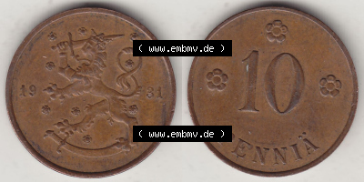 Alte Münzen Finnland, inoffizieller privater Kursmünzensatz / KMS - Zusammenstellung, mit Münze 1919-1940, 10 Penny, Penniä... Sammlung