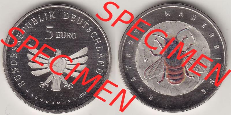 Münzen Deutschland 2023, 5 Euro-Sondermünzen, Sammlermünze aus der Serie „Wunderwelt der Insekten“-Insektenreich 2023-2023, 5 Euro D Rostrote... Sammlung