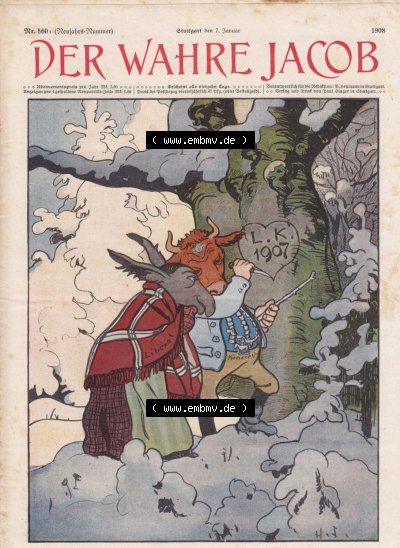 Der wahre Jacob 1908 Satire im deutschen Kaiserreich Nr. 560, 5669, Cover - Titelblatt (1) Sammlung