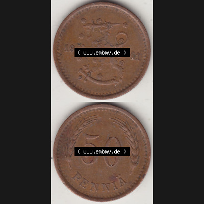 Alte Münzen Finnland, inoffizieller privater Kursmünzensatz / KMS - Zusammenstellung, mit Münze 1940-1943, 50 Penny, Penniä, Kupfer 1941-1.... Sammlung