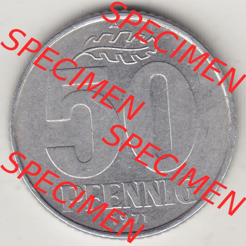 Münzen Deutschland DDR 1958-1990, A 50 Pfennig 1971-2 der DDR-Mark. Rückseite einer 50 Pfennig Münze / Umlaufmünze aus Deutschland der ehemaligen DDR in Europa als... Sammlung