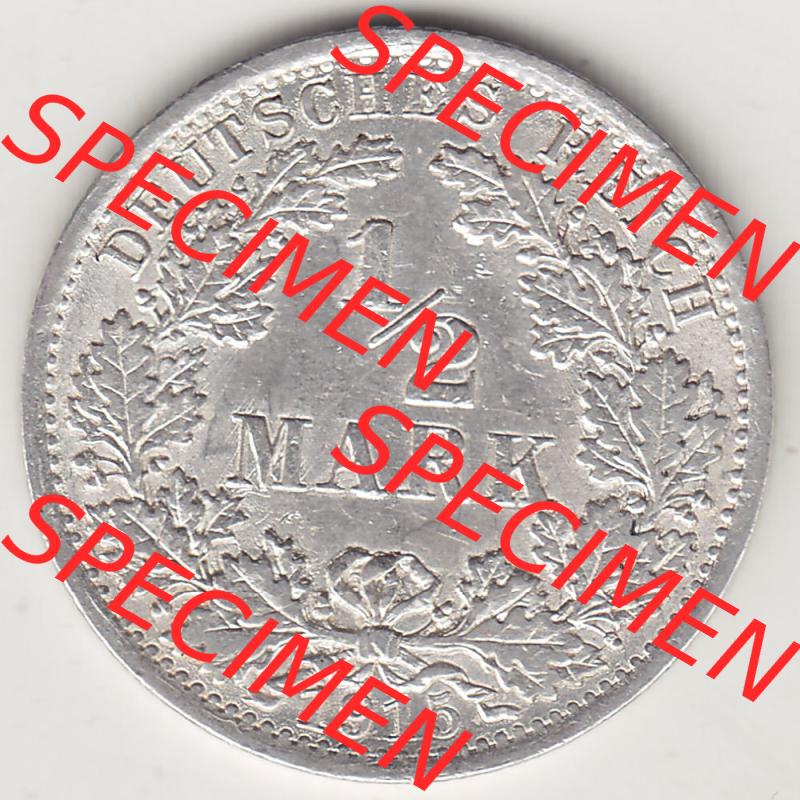 Münzen Deutschland 1871-1918 Kaiserreich Silbermünze 1905-1919, 1/2 Mark A 1915-2. Rückseite einer Münze aus dem Deutschen Kaiserreich in Europa als Digitales Bild... Sammlung