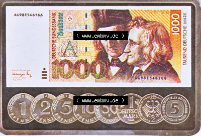 Silberbarren Europa Deutsche Banknoten-Motiv 1000 DM zu 1 Unze Silber Sammlung