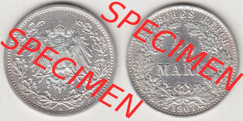 Münzen Deutschland 1871-1918 Kaiserreich Silbermünze 1905-1919, 1/2 Mark A 1907. Vorderseite und Rückseite Nebeneinander einer Münze aus Europa dem Deutschen Kaiserreich... Sammlung