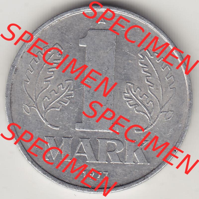 Münzen Deutschland DDR 1972-1990, A 1 Mark 1977-1. Rückseite einer 1 Mark Münze / Umlaufmünze aus Deutschland der ehemaligen DDR in Europa als Digitales Bild /... Sammlung