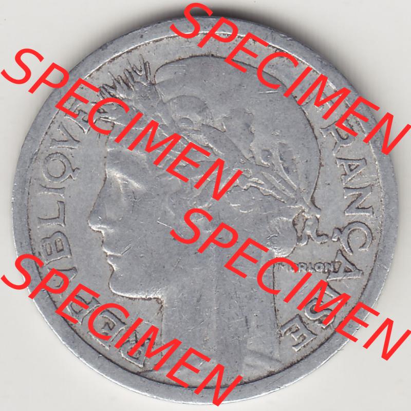 Münzen Frankreich Eurovorläufer, Umlaufmünze vor Euroeinführung 1941-1959, 1 Franken - Francs 1945. Vorderseite einer Münze aus Europa als Digitales Bild /... Sammlung