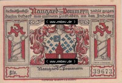Notgeldscheine aus Naugard, 3 Mark Pommern (1) Sammlung