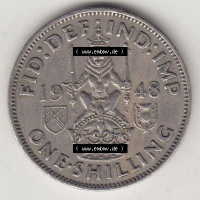 Münzen Großbritannien Eurovorläufer, Umlaufmünze vor Euroeinführung 1947-1948, 2 Schilling - One Shillings 1948-1 Sitzender Löwe auf Krone. Rückseite... Sammlung