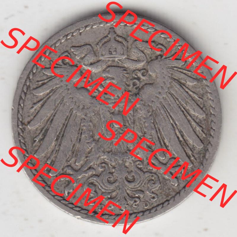 Münzen Deutschland 1871-1918 Kaiserreich 1890-1915, 5 Pfennig D, 1908 (2) Sammlung