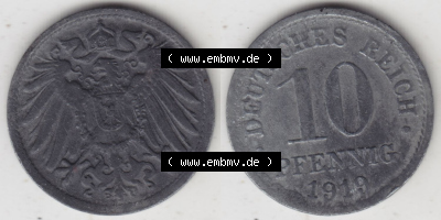 Münzen Deutschland 1918-1932 Weimarer Republik 1917-1922, 10 Pfennig Reichsadler, Keine Prägestätte 1919 (3) Sammlung