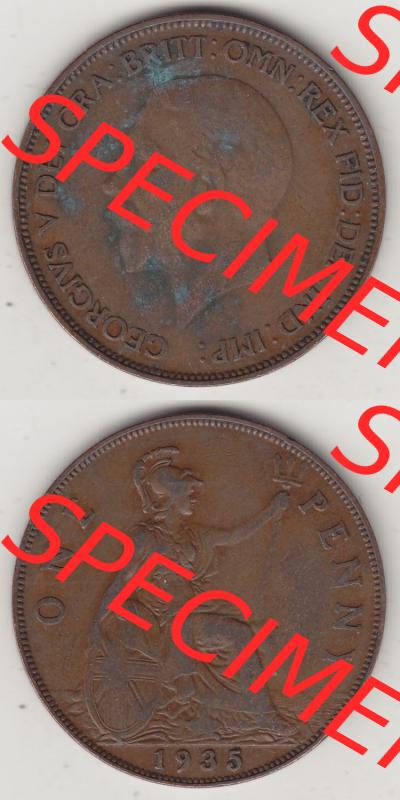 Münzen Großbritannien Eurovorläufer, Umlaufmünze vor Euroeinführung 1928-1936, 1 One Penny, 1935-1, George V. BM GEORGIVS V DEI GRABRITTOMNREX FIDDEFINDIMP.... Sammlung