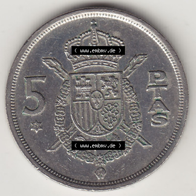 Münzen Spanien / España Eurovorläufer, Umlaufmünze vor Euroeinführung 1975-1980, 5 Peseten PTAS 1979 (Stück 3), REY - König... Sammlung