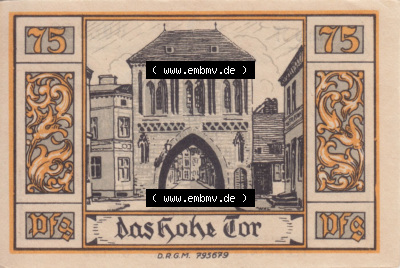 Notgeldscheine aus Belgrad Stadtansichten 75 Pfennig (2) Sammlung