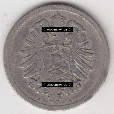 Münzen Deutschland 1871-1918 Kaiserreich 1873-1889, 10 Pfennig A, 1888. Rückseite einer Münze aus dem Deutschen Kaiserreich in Europa als Digitales Bild / Bildmaterial... Sammlung