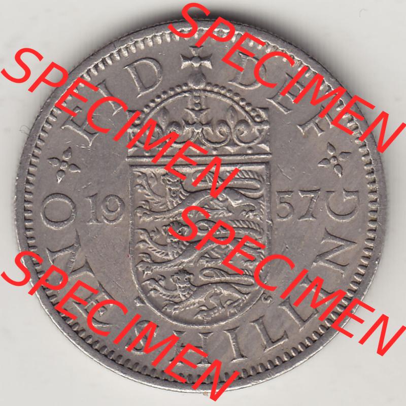 Münzen Großbritannien Eurovorläufer, Umlaufmünze vor Euroeinführung 1954-1970, 1 Schilling - Shilling, 1957-2 Wappen mit 3 Löwen. Rückseite... Sammlung