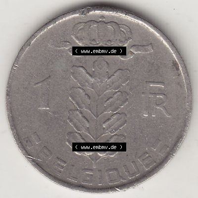 Münzen Belgien Eurovorläufer, Umlaufmünze vor Euroeinführung 1950-1988, 1 FR-Franken 1952 Belgique. Vorderseite einer Münze aus Europa als Digitales Bild /... Sammlung