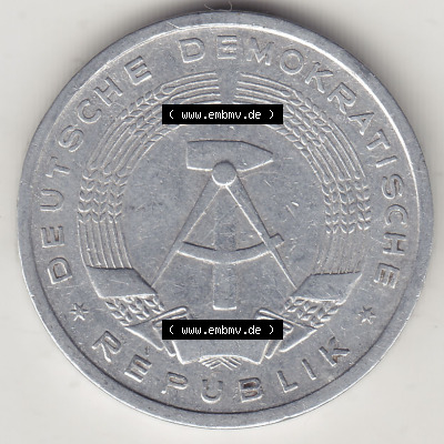 Münzen Deutschland DDR 1956-1963, A 1 Deutsche Mark 1956 (Stück 1). Vorderseite einer 1 Mark Münze / Umlaufmünze aus Deutschland... Sammlung