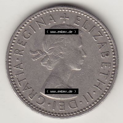 Münzen Großbritannien Eurovorläufer, Umlaufmünze vor Euroeinführung 1954-1970, 1 Schilling - Shilling, 1957-2 Wappen mit 3 Löwen. Vorderseite einer... Sammlung