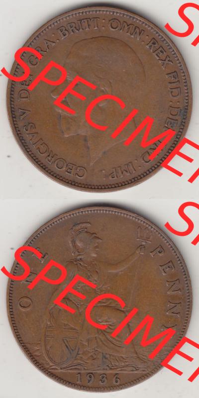 Münzen Großbritannien Eurovorläufer, Umlaufmünze vor Euroeinführung 1928-1936, 1 One Penny, 1936-1, George V. BM GEORGIVS V DEI GRABRITTOMNREX FIDDEFINDIMP.... Sammlung