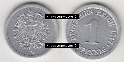 Münzen Deutschland 1918-1932 Weimarer Republik 1916-1918, 1 Pfennig A, 1917 II. (3) Sammlung