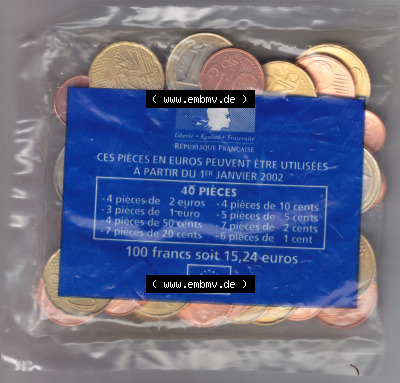 Münzen Euromünzen 2002, Starterkits Frankreich (1) Sammlung