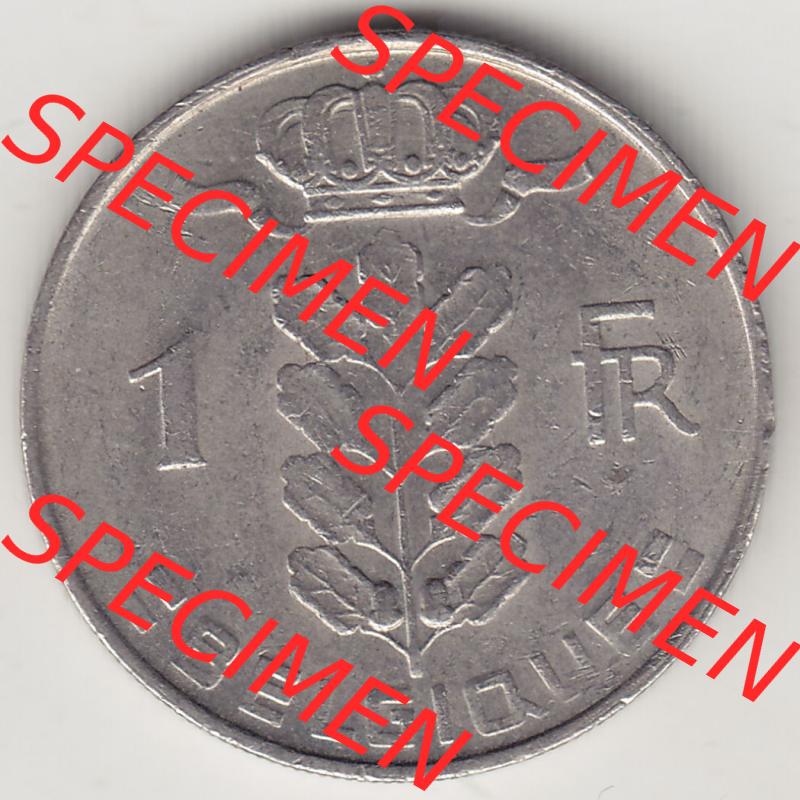 Münzen Belgien Eurovorläufer, Umlaufmünze vor Euroeinführung 1950-1988, 1 FR-Franken 1972 Belgique. Vorderseite einer Münze aus Europa als Digitales Bild /... Sammlung