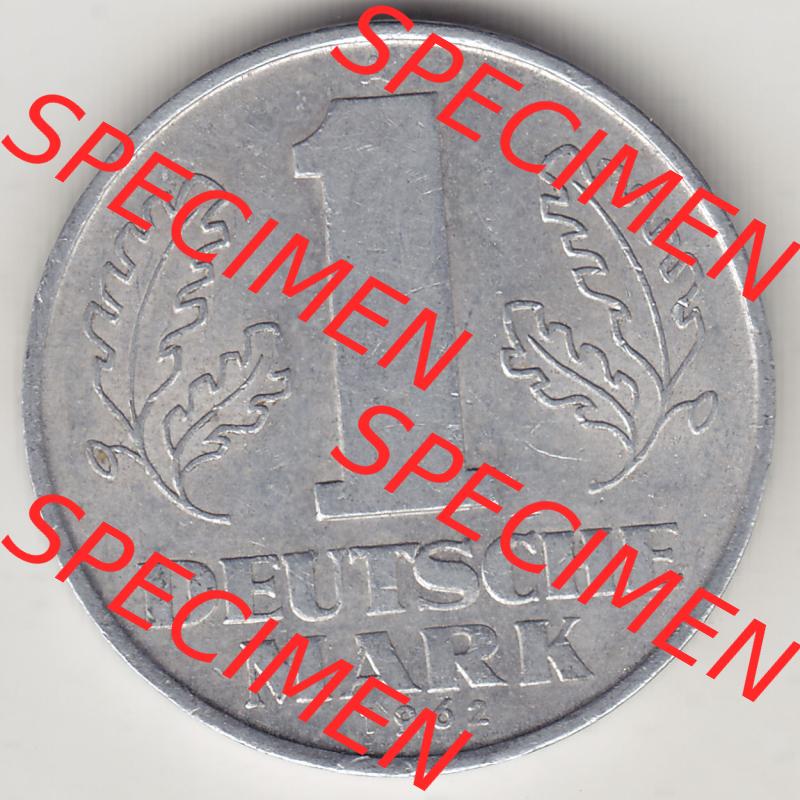 Münzen Deutschland DDR 1956-1963, A 1 Deutsche Mark 1962-4. Rückseite einer 1 Mark Münze / Umlaufmünze aus Deutschland der ehemaligen DDR in Europa als Digitales Bild... Sammlung