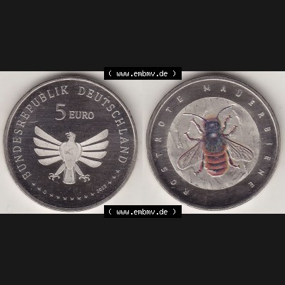 Münzen Deutschland 2023, 5 Euro-Sondermünzen, Sammlermünze aus der Serie „Wunderwelt der Insekten“-Insektenreich 2023-2023, 5 Euro D Rostrote... Sammlung