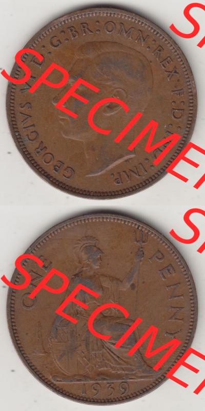 Münzen Großbritannien Eurovorläufer, Umlaufmünze vor Euroeinführung 1937-1948. 1 One Penny 1939-1, George VI, GEORGIVS VI DGBROMNREX FDINDIMP.... Sammlung