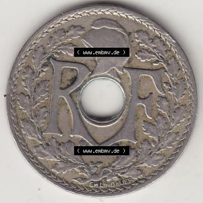 Münzen Frankreich Eurovorläufer, Umlaufmünze vor Euroeinführung 1917-1937, 25 Cmes, Centimes 1919-1 LIBERTE EGALITE FRATERNITE. Vorderseite einer Münze... Sammlung