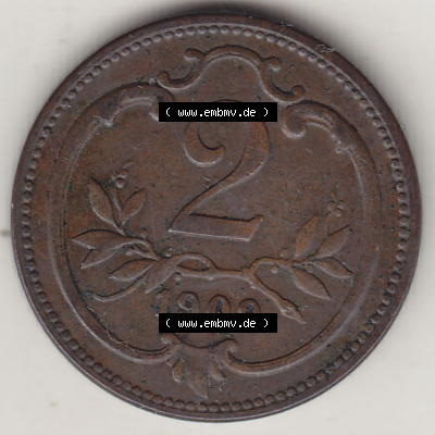 Münzen Österreich / Austria Eurovorläufer, Umlaufmünze vor Euroeinführung 1892-1915, 2 Heller 1909 (2) Sammlung