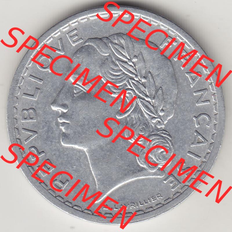 Alte Münzen Frankreich, Kursmünzensatz Zeitraum 1917-1952, der Münze 1945-1952, 5 Franken, Francs 1949-1. Vorderseite einer Münze aus Frankreich in Europa... Sammlung