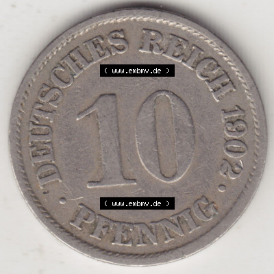 Münzen Deutschland 1871-1918 Kaiserreich 1890-1916, 10 Pfennig A, 1902 (1) Sammlung