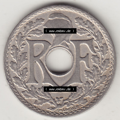 Münzen Frankreich Eurovorläufer, Umlaufmünze vor Euroeinführung 1917-1937, 25 Cmes, Centimes 1924 (Stück 1) LIBERTE EGALITE... Sammlung