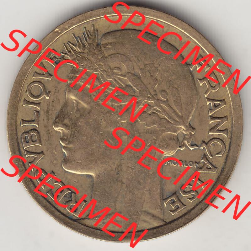 Münzen Frankreich Eurovorläufer, Umlaufmünze vor Euroeinführung 1931-1941, 2 Franken 1938-1 LIBERTE EGALITE FRATERNITE. Vorderseite einer Münze aus Frankreich... Sammlung